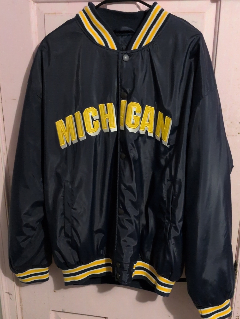Steve & Barry's Navy and Yellow Michigan Varsity Bomber Jacket Xl